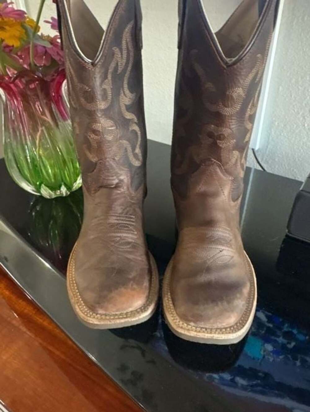 Old West Kids' Leather Boots Dark Brown BSY1904